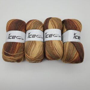 Ice Yarns Angora Batik Ombre 4 Skeins 100 g Browns Rust Tan